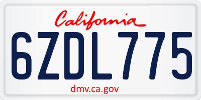 CA license plate 6ZDL775