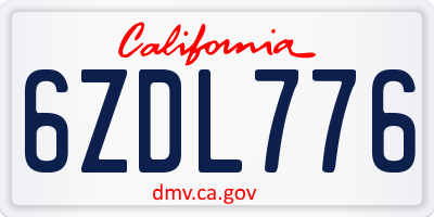 CA license plate 6ZDL776