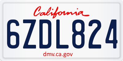 CA license plate 6ZDL824
