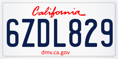 CA license plate 6ZDL829
