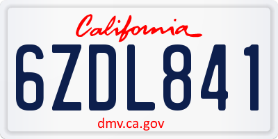 CA license plate 6ZDL841