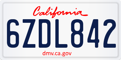 CA license plate 6ZDL842