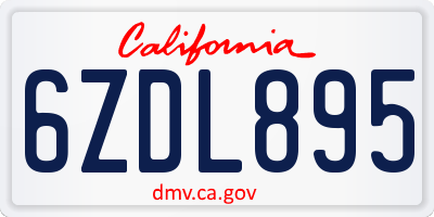 CA license plate 6ZDL895