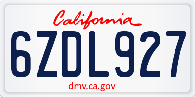 CA license plate 6ZDL927