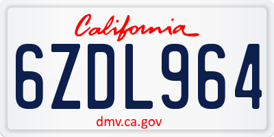 CA license plate 6ZDL964
