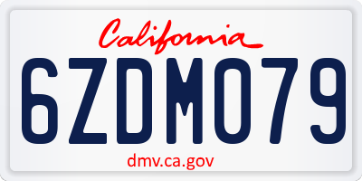 CA license plate 6ZDM079