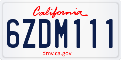 CA license plate 6ZDM111