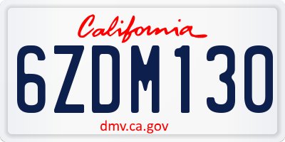 CA license plate 6ZDM130