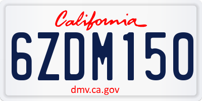 CA license plate 6ZDM150