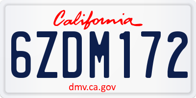 CA license plate 6ZDM172