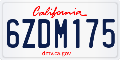 CA license plate 6ZDM175