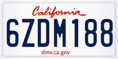 CA license plate 6ZDM188