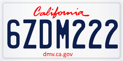 CA license plate 6ZDM222