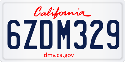 CA license plate 6ZDM329