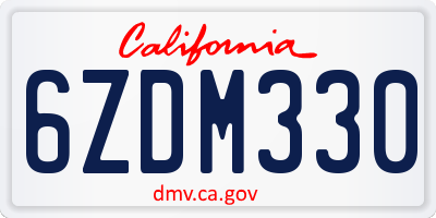 CA license plate 6ZDM330