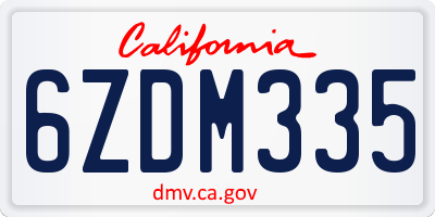 CA license plate 6ZDM335