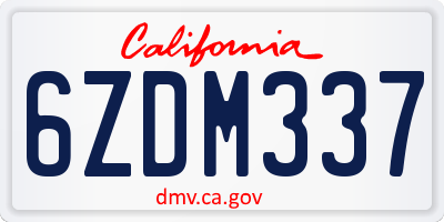 CA license plate 6ZDM337