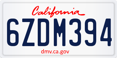 CA license plate 6ZDM394