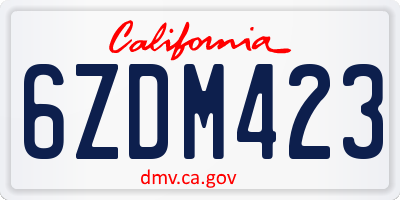 CA license plate 6ZDM423