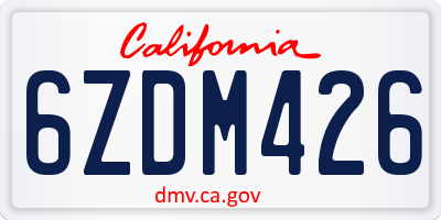 CA license plate 6ZDM426