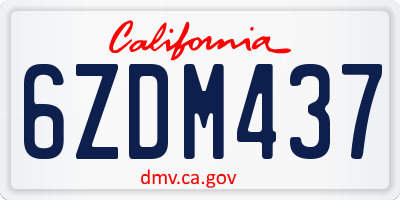 CA license plate 6ZDM437
