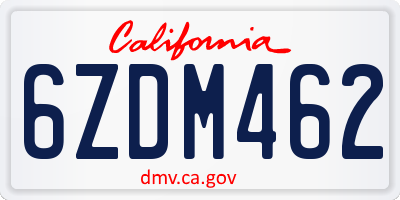 CA license plate 6ZDM462