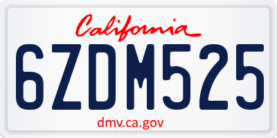 CA license plate 6ZDM525