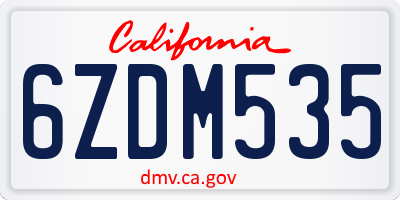 CA license plate 6ZDM535