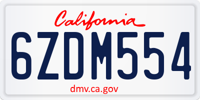 CA license plate 6ZDM554