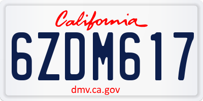 CA license plate 6ZDM617