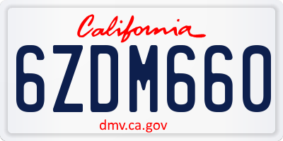 CA license plate 6ZDM660