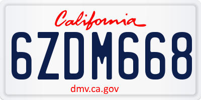 CA license plate 6ZDM668