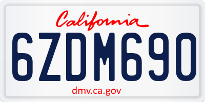 CA license plate 6ZDM690