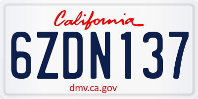 CA license plate 6ZDN137
