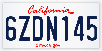 CA license plate 6ZDN145