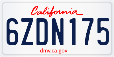 CA license plate 6ZDN175