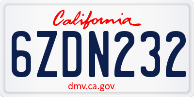 CA license plate 6ZDN232
