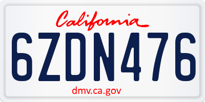 CA license plate 6ZDN476