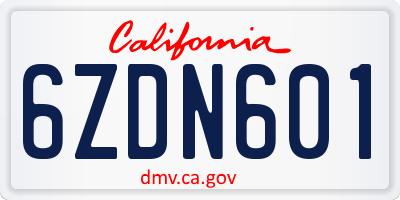 CA license plate 6ZDN601