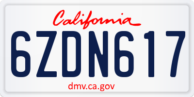CA license plate 6ZDN617