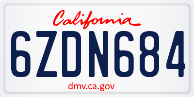 CA license plate 6ZDN684