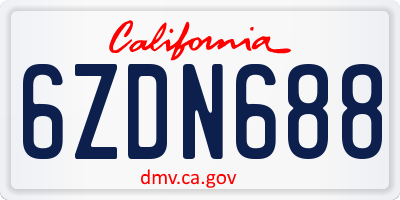 CA license plate 6ZDN688