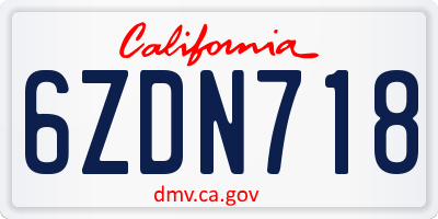 CA license plate 6ZDN718