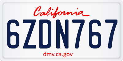 CA license plate 6ZDN767