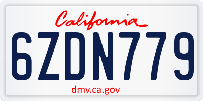 CA license plate 6ZDN779