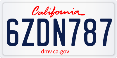 CA license plate 6ZDN787