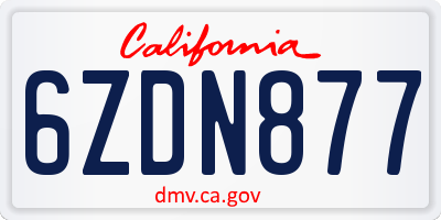 CA license plate 6ZDN877