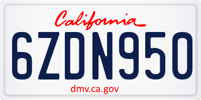 CA license plate 6ZDN950