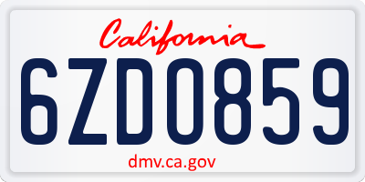 CA license plate 6ZDO859