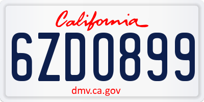 CA license plate 6ZDO899